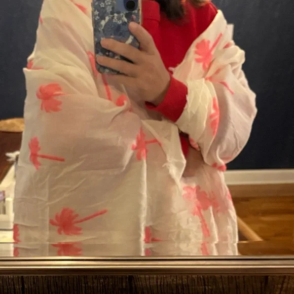 Unworn MudPie Cream Palm Tree Print Wrap - Picture 2 of 4